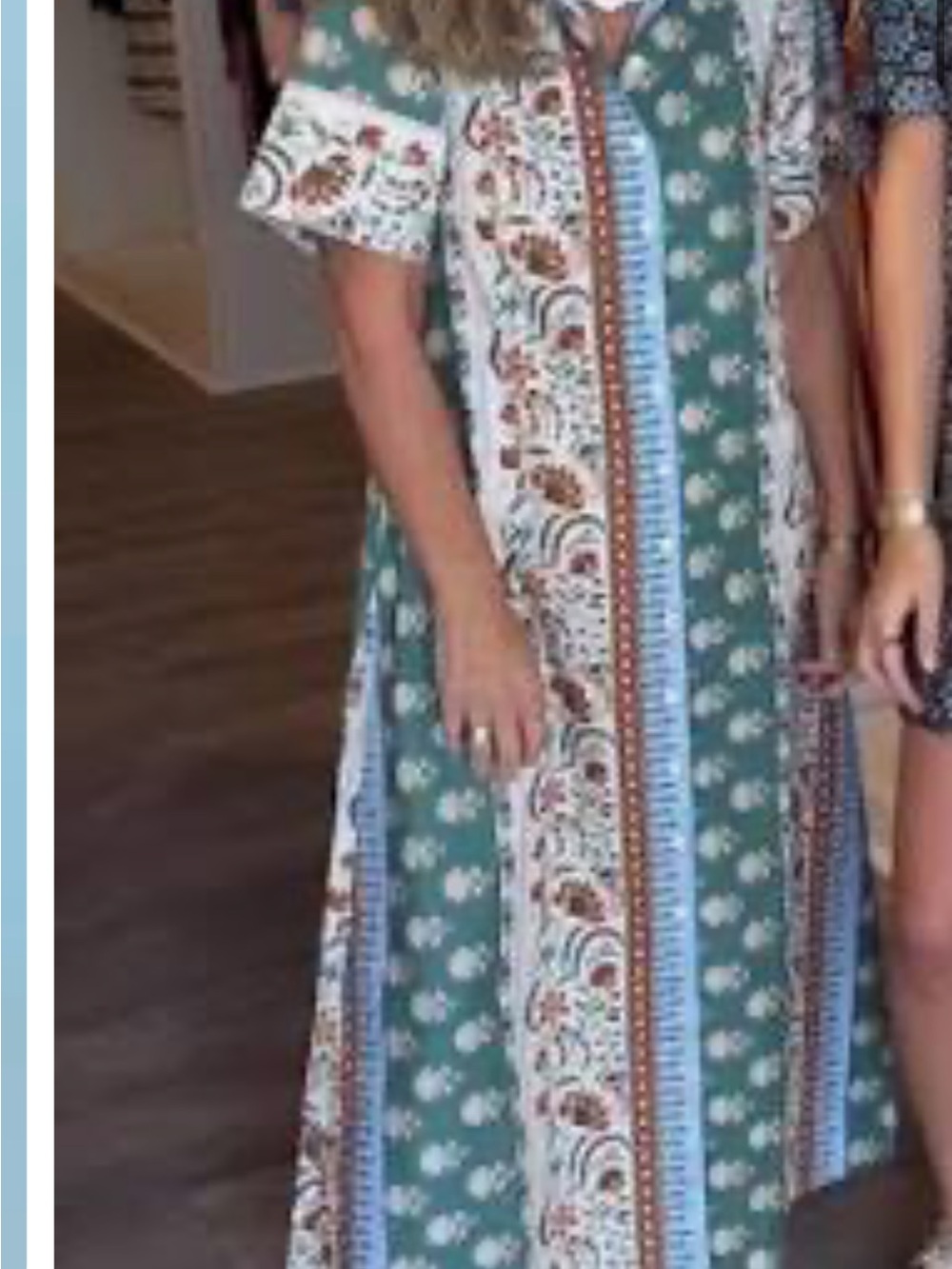 Livro gibbons dress bramble Women’s Boho Floral Maxi Dress in Teal and White sm